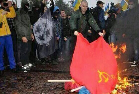 ukraineracistsburnsovietflag